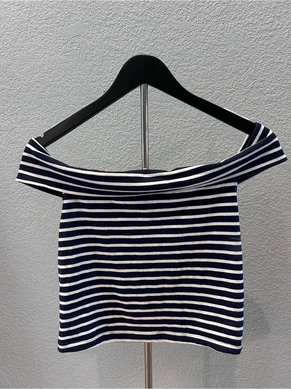 wild fable Navy and White Striped Off-Shoulder Top